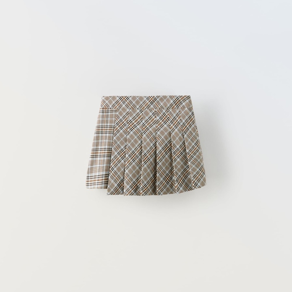 ASYMMETRICAL PLEAT SKIRT TAUPE